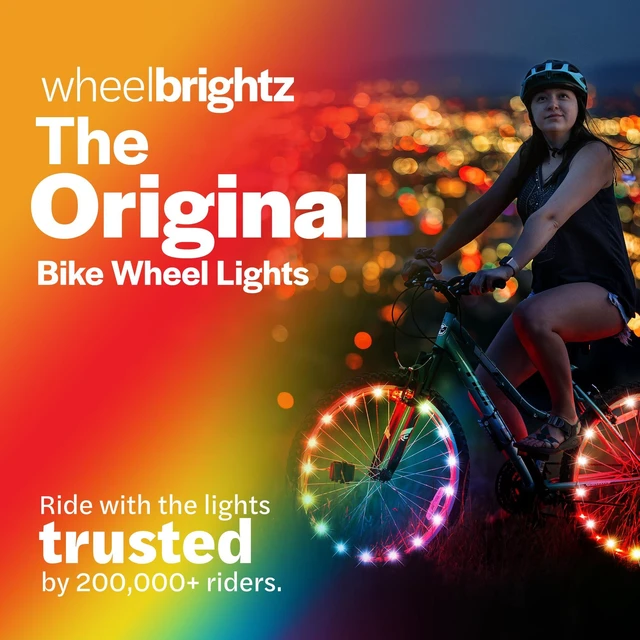 Alt view image 2 of 6 - WheelBrightz RGB LED Bike Wheel Lights for Night Riding, 2-Pack | Bicycle lights for wheels, tires & spokes; bike accessories for kids & adults; kids bike lights; light-up spoke decorations