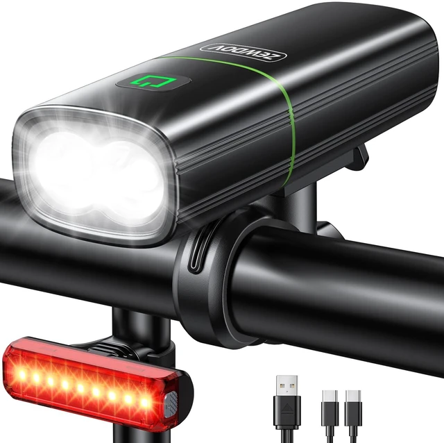 Main image of 1200LM Bike Lights for Night Riding with 2 Ultra Bright LED, 3+5 Modes Bicycle Lights Front and Rear, IP65 Waterproof & 2600mAh Rechargeable Bike Light for Cycling Electronics