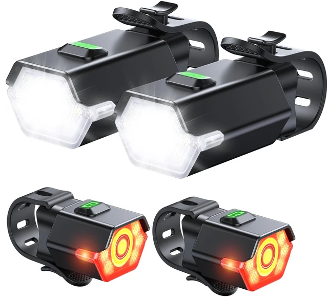 Main image of High Lumen Super Bright Bike Lights for Night Riding with Side Light, 3+6 Modes Bicycle Lights Front and Rear, IP65 Waterproof & Rechargeable 7 LED Bike Headlight for Cycling Electronics, 2 Set