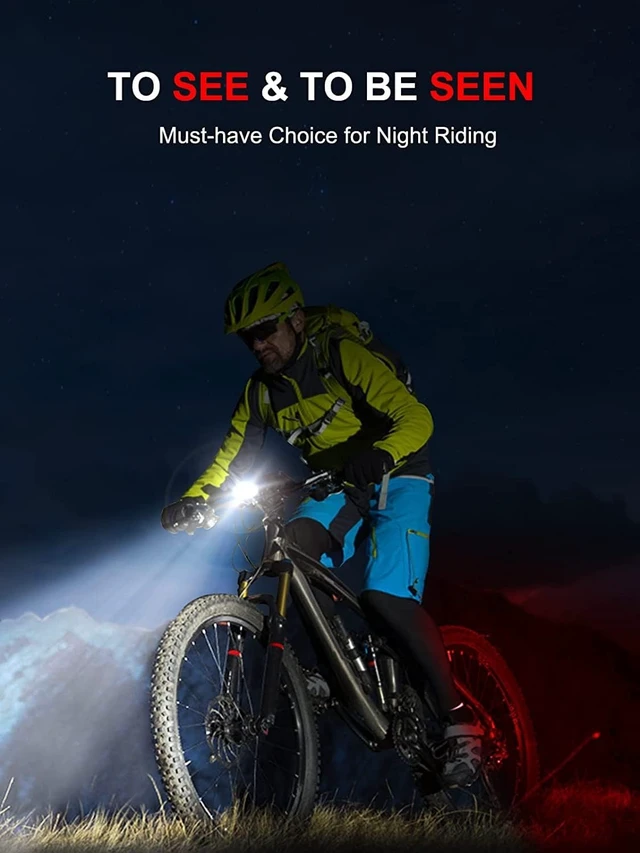 Alt view image 7 of 7 - Bike Lights Super Bright, Rechargeable Bicycle Lights Set Multiple Modes, Waterproof Bike Lights for Night Riding/Cycling Safety, Front and Back Bike Reflectors Light, Long Battery Life