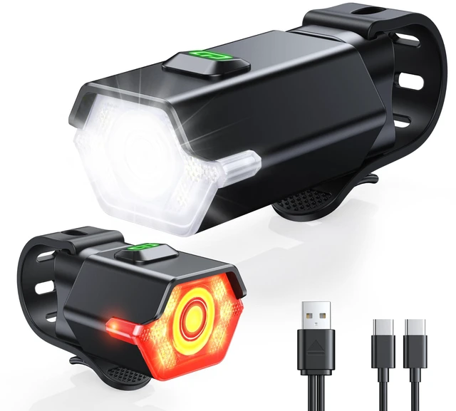 Main image of High Lumen Super Bright Bike Lights for Night Riding with Side Light, 3+6 Modes Bicycle Lights Front and Rear, IP65 Waterproof & Rechargeable 7 LED Bike Headlight for Cycling Electronics, 1 Set