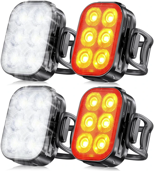 Main image of Bike Lights for Night Riding, Rechargeable Bike Light Front and Back | IP65 Waterproof Ultra Slim Bicycle Lights, 4+6 Mode Bike Headlight and Tail Light Set, 1.5 Hrs Fast Charging, Easy to Install