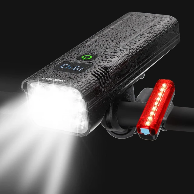 Main image of 10000 Lumen Super Bright Bike Light 8 LEDs 5 Modes USB Rechargeable Bike Headlights 360° Rotatable Waterproof Bicycle Headlight Runtime 38+Hrs Digital Display Bike Lights for Night Riding,Taillight