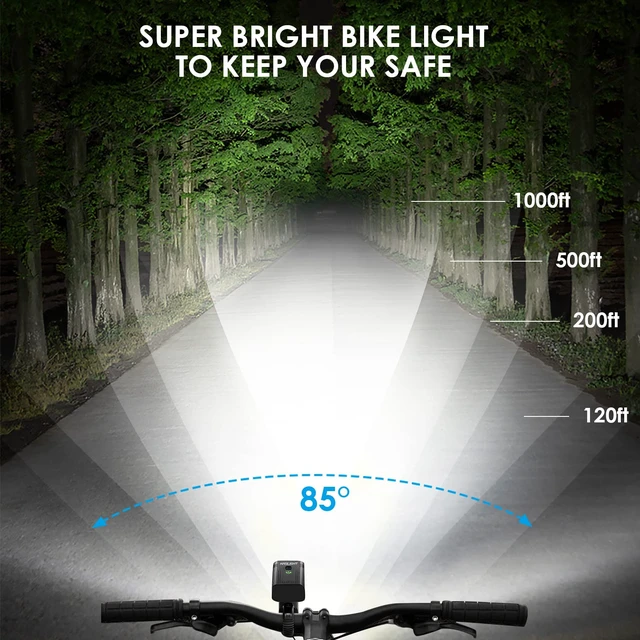 Alt view image 4 of 7 - 10000 Lumen Super Bright Bike Light 8 LEDs 5 Modes USB Rechargeable Bike Headlights 360° Rotatable Waterproof Bicycle Headlight Runtime 38+Hrs Digital Display Bike Lights for Night Riding,Taillight