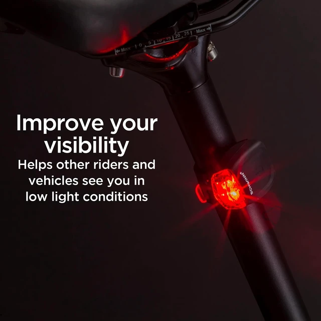 Alt view image 3 of 7 - LED Quick Wrap Bike Lights Set, Battery Powered Front Headlight and Rear/Back Tail Lights, Tool-Free Stretch-and-Hook Strap, 11 Lumen Wrap Light Set, Black