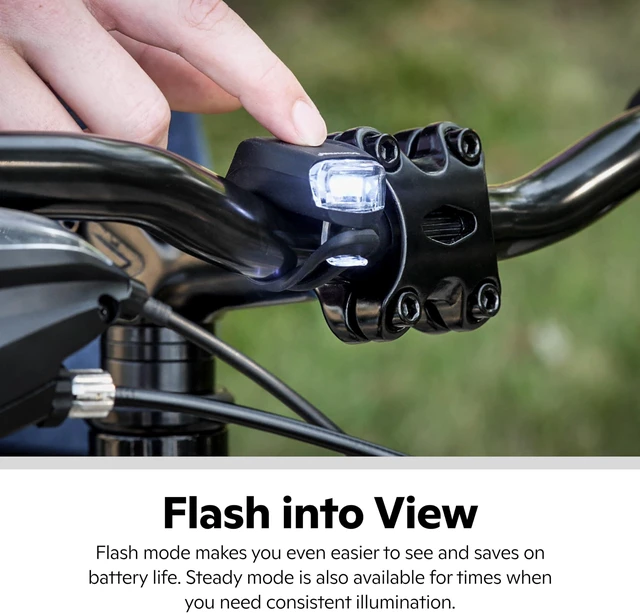 Alt view image 2 of 7 - LED Quick Wrap Bike Lights Set, Battery Powered Front Headlight and Rear/Back Tail Lights, Tool-Free Stretch-and-Hook Strap, 11 Lumen Wrap Light Set, Black