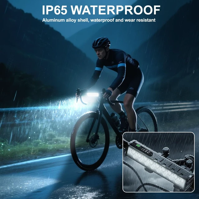 Alt view image 6 of 7 - 4800 Lumen Bike Lights, 4 Modes Bike Light for Night Riding, Rechargeable Bike Headlight, Waterproof Bicycle Light with High Beam and Low Beam, for Adult Kid Mountain Off-Road Cycling Commuting