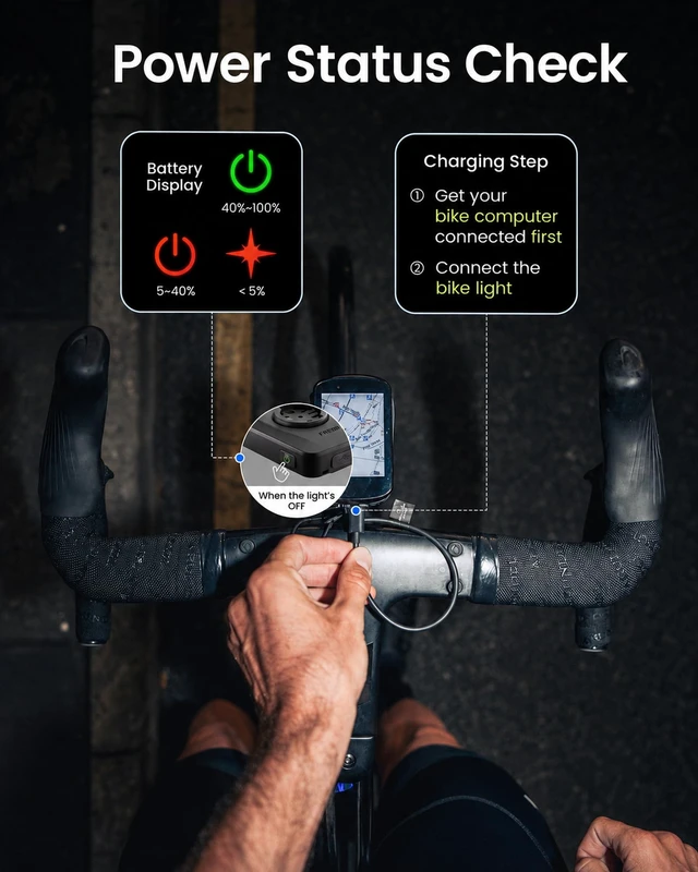 Alt view image 5 of 7 - FR1100 SE/FR500 Bike Headlight Compatible with Garmin/Wahoo Computers, 270° Wide-Angled Bicycle Front Light for Night Urban Riding & Daytime Warning, Auto On and Off, 6 Modes (FR500)