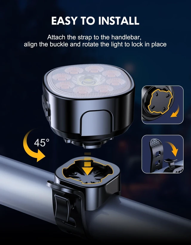 Alt view image 6 of 7 - Bike Lights Super Bright, Rechargeable Bicycle Lights Set Multiple Modes, Waterproof Bike Lights for Night Riding/Cycling Safety, Front and Back Bike Reflectors Light, Long Battery Life