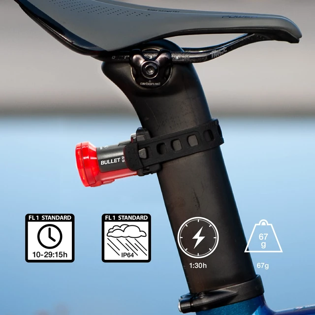 Alt view image 2 of 3 - Bullet 200 Bike Tail Light USB Rechargeable Powerful LED Rear Light Daylight Visible Easy to Install Road City Commuting Cycling Safety Flash 200 Lumens Day + Night Riding Bicycle Visibility