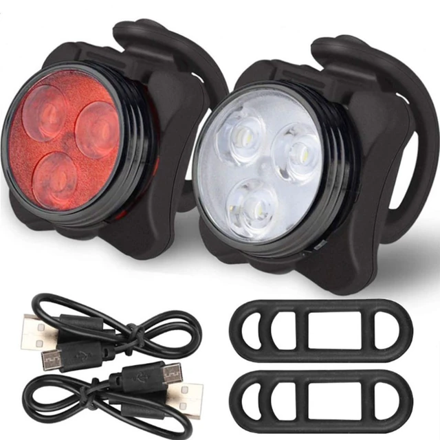 Main image of 2pcs USB Rechargeable Bike Light, Waterproof Super Bike Lights for Night Riding 4 Light Mode Options Mountain Bike Headlight LED Lamp Bicycle Accessories