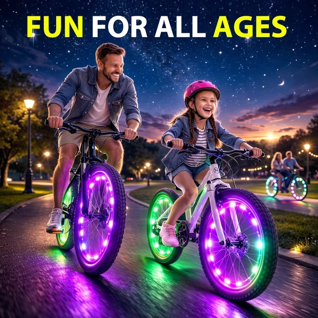 Alt view image 3 of 7 - Bike Wheel Lights 2-Pack, 7 Color Bicycle Spoke LED for Night Riding
