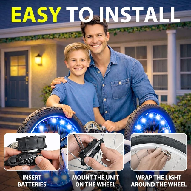 Alt view image 6 of 7 - Bike Wheel Lights 2-Pack, 7 Color Bicycle Spoke LED for Night Riding