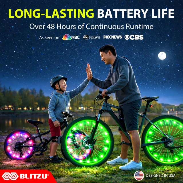 Alt view image 7 of 7 - Bike Wheel Lights 2-Pack, 7 Color Bicycle Spoke LED for Night Riding
