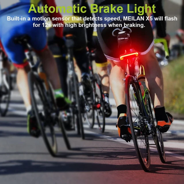 Alt view image 4 of 7 - X5 Wireless Remote Control Smart Bike TailLight Rear Light Automatic Brake Light with Turn Signal Light USB Rechargeable Safety Flashing light Fits on Any Road Bicycle