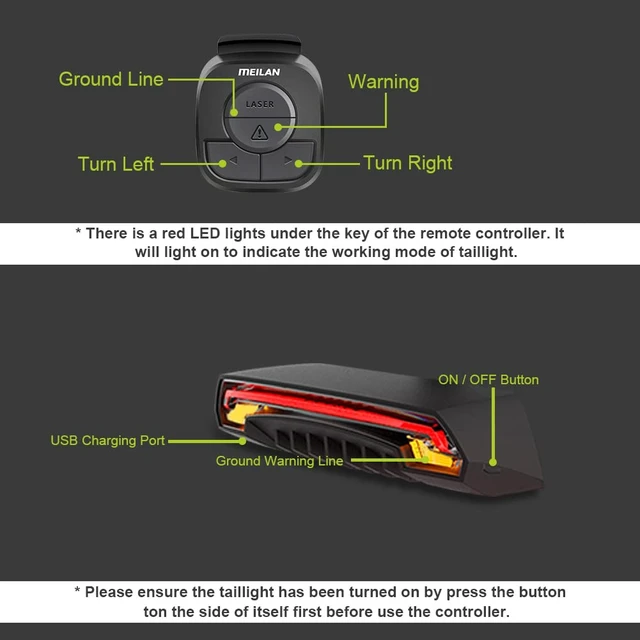 Alt view image 7 of 7 - X5 Wireless Remote Control Smart Bike TailLight Rear Light Automatic Brake Light with Turn Signal Light USB Rechargeable Safety Flashing light Fits on Any Road Bicycle