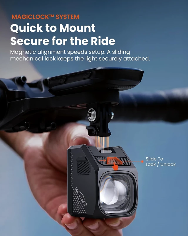Alt view image 5 of 7 - EVO 1700 PRO 1700-Lumen Front Bike Light, Anti-Glare Beam | Magnetic Quick Mount, Garmin Wahoo Compatible, 205m throw, USB-C, IPX6 waterproof, FTR Remote for Road Gravel MTB & Commuter