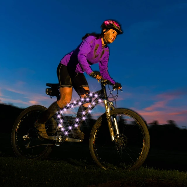 Alt view image 5 of 7 - LED Bike Frame Light, Waterproof Bicycle Accessories | Remote Control Bicycle Frame Lights, 16 Color Changing, Waterproof Night Riding, 1 Tire Multicolor, Good Gift for Kids