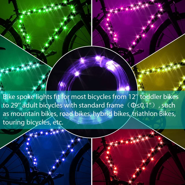 Alt view image 6 of 7 - LED Bike Frame Light, Waterproof Bicycle Accessories | Remote Control Bicycle Frame Lights, 16 Color Changing, Waterproof Night Riding, 1 Tire Multicolor, Good Gift for Kids