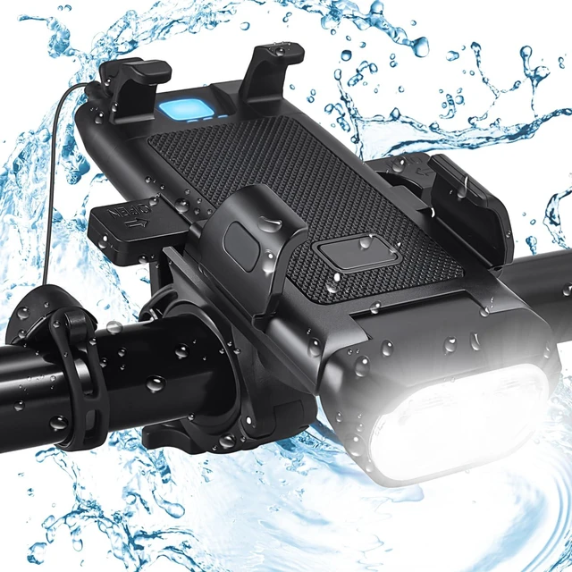Main image of USB Rechargeable Bike Phone Mount LED Bike Headlight with Power Bank 3 Modes Easy to Install Rainproof Cycling Front Lamp Fits All Bicycles Power Bank and Phone Holder