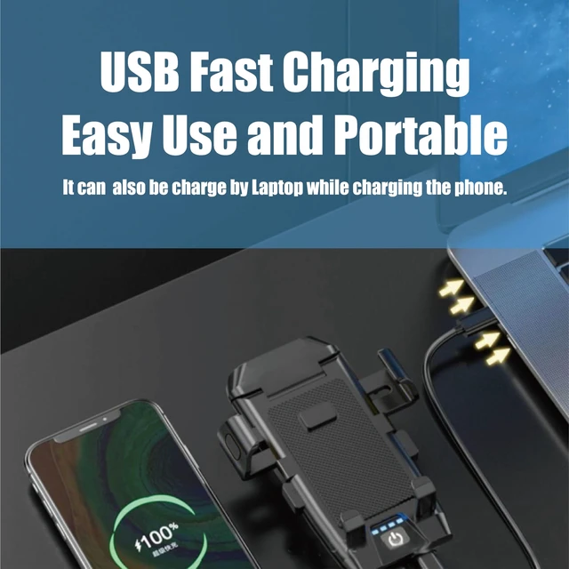 Alt view image 6 of 7 - USB Rechargeable Bike Phone Mount LED Bike Headlight with Power Bank 3 Modes Easy to Install Rainproof Cycling Front Lamp Fits All Bicycles Power Bank and Phone Holder