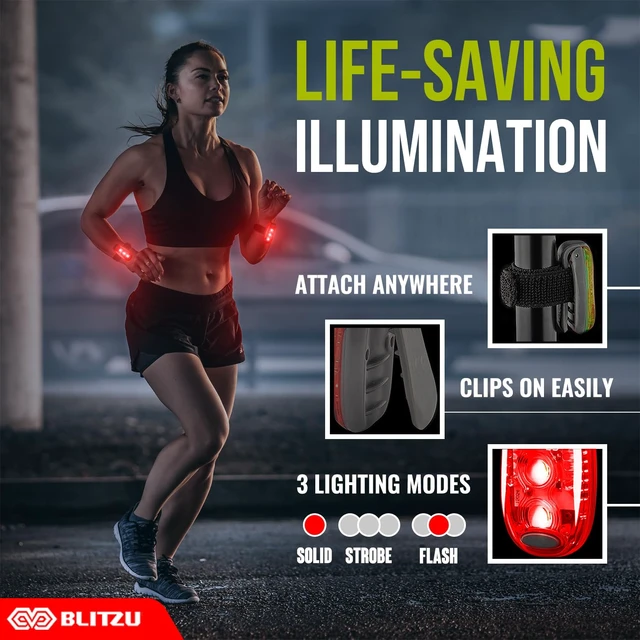 Alt view image 2 of 7 - LED Safety Lights 4 Pack, Clip On High Visibility Strobe Light for Walk Run | Night Safety Gear, Reflective Accessory, Lightweight & Portable, Waterproof, Outdoor, Work, Walking, Hiking, Cycling