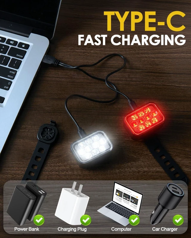 Alt view image 6 of 7 - 2026 Upgraded 10 LED Bike Light, 8+9 Modes USB Rechargeable Bicycle Light, High Lumens Super Bright Bike Headlight & Taillight Set, Waterproof Safety Bike Frontlight & Rearlight for Road