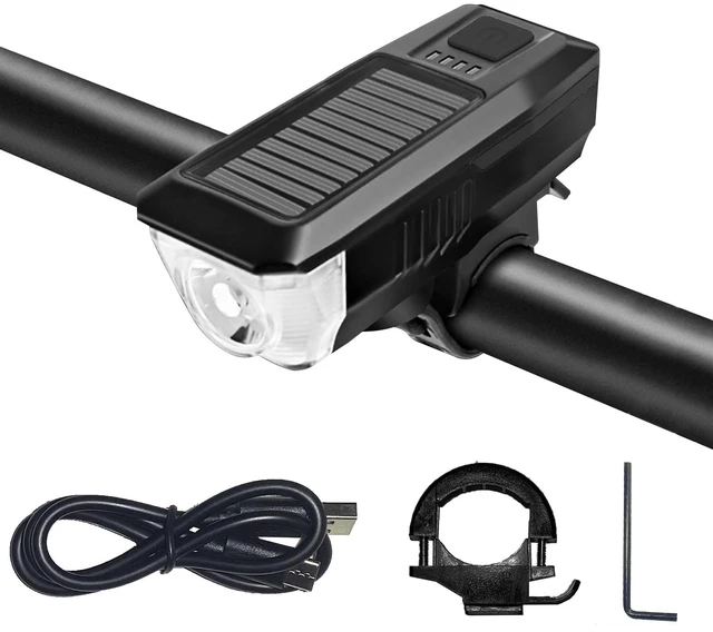 Main image of Bike Light, USB Rechargeable Headlight, IPX4 Waterproof, 3 Modes | Solar Powered LED Bicycle Lights Front for Kid Women Men Road Cycling Safety