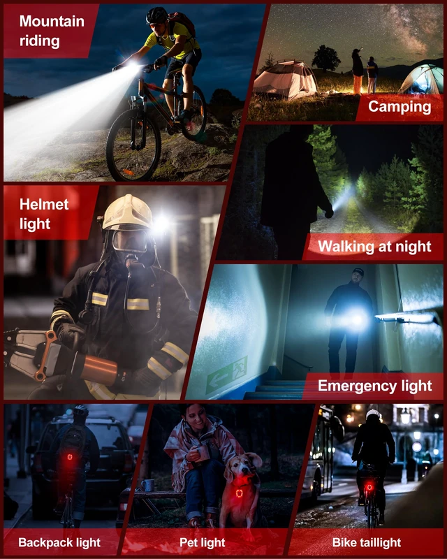 Alt view image 6 of 7 - Bike Light Set, Rechargeable Bicycle Lights Front and Rear, Super Bright LED Headlight, IP65 Waterproof Multiple Modes Road Mountain Bike Lights for Night Riding