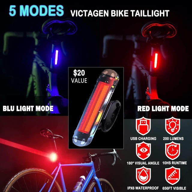 Alt view image 6 of 7 - Super Bright Bike Lights 8000Lm for Night Riding, Super Bright 3 LED Lights for Bike/Bicycle Headlight with High Beam & Low Beam TypeC Rechargeable, Free Taillights