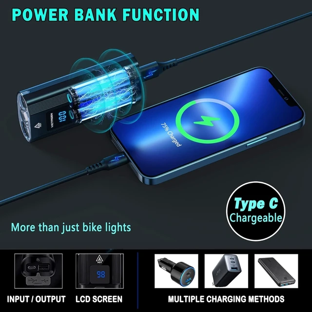 Alt view image 5 of 7 - Super Bright Bike Lights 8000Lm for Night Riding, Super Bright 3 LED Lights for Bike/Bicycle Headlight with High Beam & Low Beam TypeC Rechargeable, Free Taillights