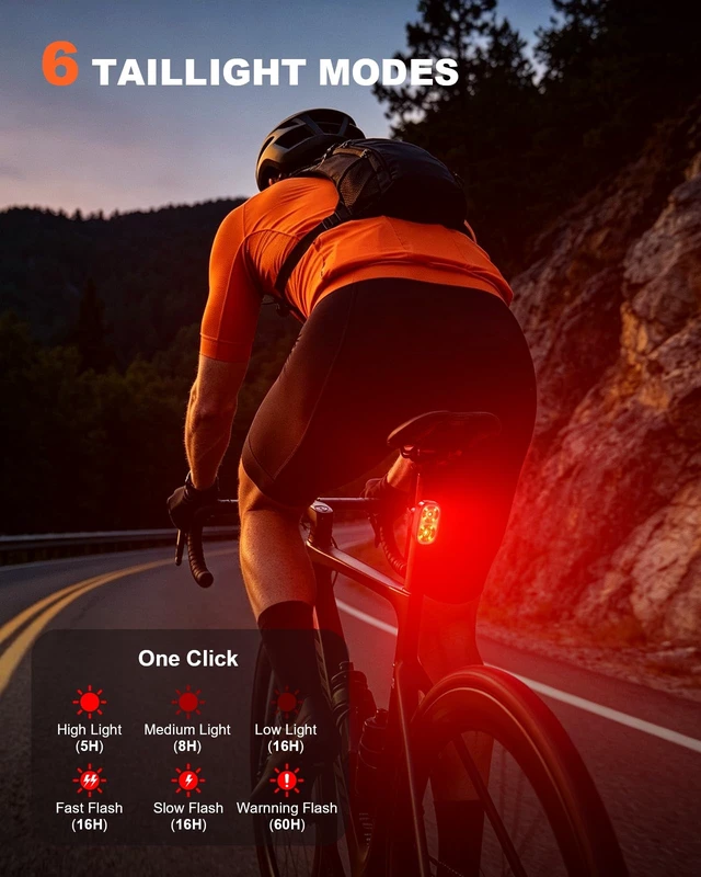 Alt view image 4 of 7 - 1000LM Bike Lights for Night Riding with Spotlight & Floodlight | Smart Indicator, Aluminum Alloy Body Bike Tail Light, 5+6 Modes, IP65 Waterproof Bicycle Lights Front and Rear for Men Women