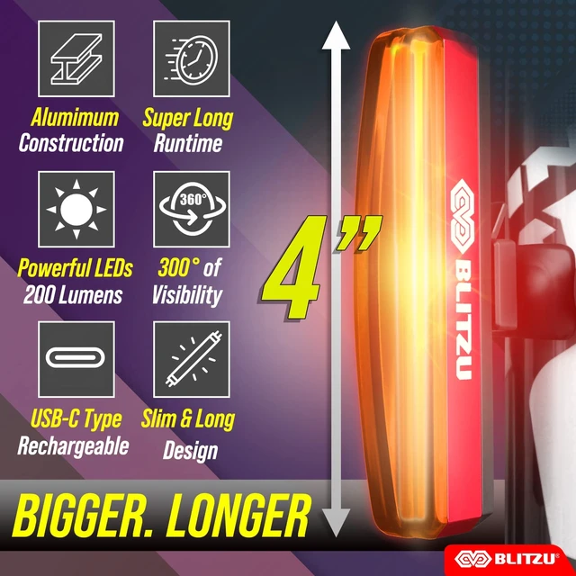 Alt view image 3 of 7 - Bike Front/Tail Light, Bright USB-C Rechargeable Bicycle Safety LED | Bright LED, High Visibility Beam, 6 Modes, Easy Installation, Fast Charging, Long Battery Life, Durable, Waterproof