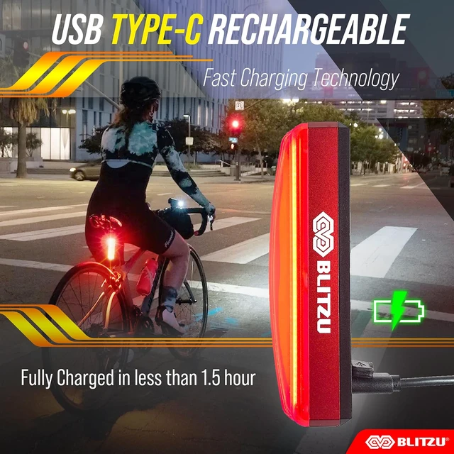 Alt view image 6 of 7 - Bike Front/Tail Light, Bright USB-C Rechargeable Bicycle Safety LED | Bright LED, High Visibility Beam, 6 Modes, Easy Installation, Fast Charging, Long Battery Life, Durable, Waterproof