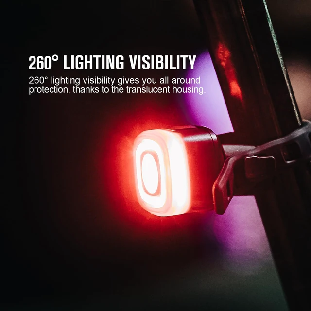 Alt view image 4 of 7 - RN 120 C Bike Tail Lights, 120 Lumens and 260 Degree Visibility, 1500m Viewable Range, Rechargeable Bicycle Break Sensing Taillights, IPX6 Waterproof, Road and Urban Cyclists