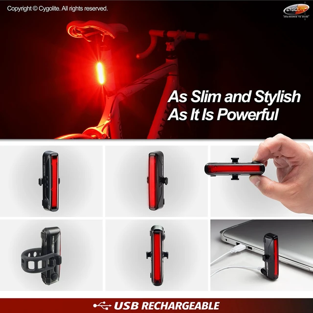 Alt view image 5 of 7 - Hotrod 120 Lumen Bike Tail Light - 7 Night & Daytime Modes Wide Beam COB LEDs IP64 Water Resistant USB RechargeableGreat for Busy Roads, Black, Red, Compact