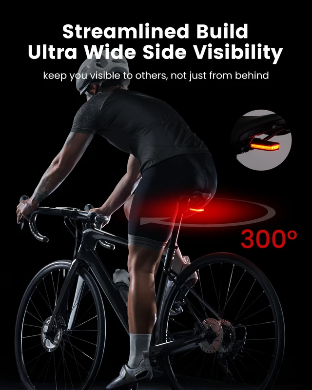 Alt view image 2 of 7 - CL01 Bike Tail Light, 300° Wide-Angle Rear Bicycle Light | for Night Riding, Saddle Mount Bike Taillight Safety Accessories with Auto On/Off, Brake Sensing, 5 Modes, 2 Mounting Ways