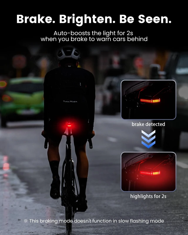 Alt view image 7 of 7 - CL01 Bike Tail Light, 300° Wide-Angle Rear Bicycle Light | for Night Riding, Saddle Mount Bike Taillight Safety Accessories with Auto On/Off, Brake Sensing, 5 Modes, 2 Mounting Ways