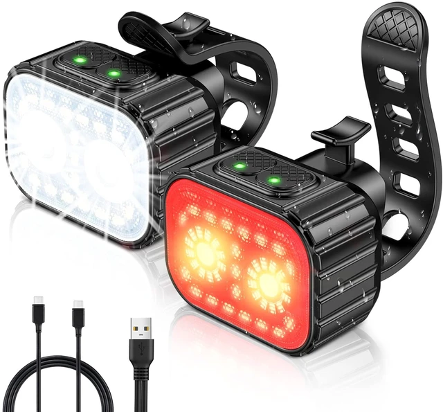 Main image of Bike Lights Super Bright, Rechargeable Bicycle Lights Set Multiple Modes, Waterproof Bike Lights for Night Riding/Cycling Safety, Front and Back Bike Reflectors Light, Long Battery Life