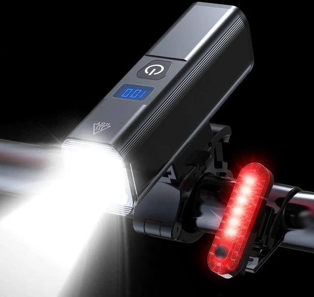 Main image of 2026 New Bike Lights for Night Riding, Aluminum 1200 Lumens Rechargeable 6000mAh Super Bright Bicycle Headlight and Back Taillight, Waterproof LED Display 6+4 Modes Bicycle Lights Sets