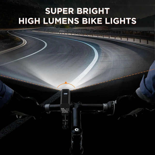 Alt view image 2 of 7 - 2026 New Bike Lights for Night Riding, Aluminum 1200 Lumens Rechargeable 6000mAh Super Bright Bicycle Headlight and Back Taillight, Waterproof LED Display 6+4 Modes Bicycle Lights Sets