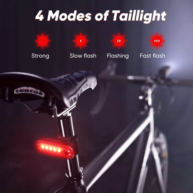 Alt view image 4 of 7 - 2026 New Bike Lights for Night Riding, Aluminum 1200 Lumens Rechargeable 6000mAh Super Bright Bicycle Headlight and Back Taillight, Waterproof LED Display 6+4 Modes Bicycle Lights Sets