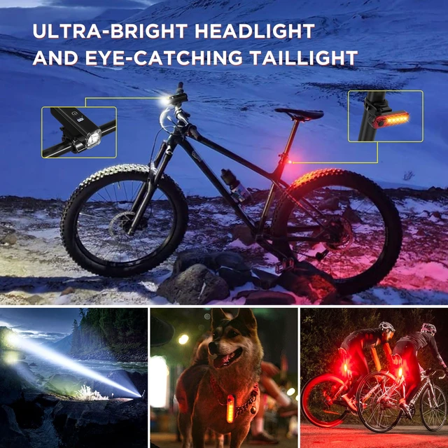 Alt view image 7 of 7 - 2026 New Bike Lights for Night Riding, Aluminum 1200 Lumens Rechargeable 6000mAh Super Bright Bicycle Headlight and Back Taillight, Waterproof LED Display 6+4 Modes Bicycle Lights Sets