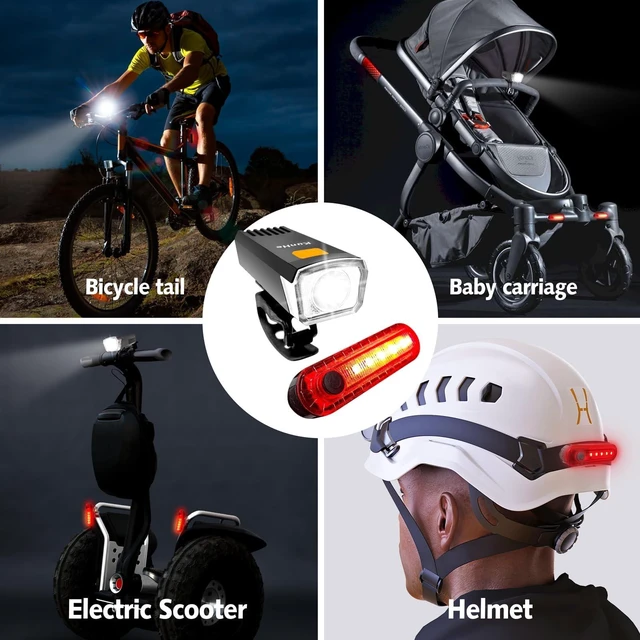 Alt view image 3 of 7 - 8 Pack USB-C Rechargeable Bike Lights Head Lights for Night Riding Men Women & Kids 3 Lights Modes as a Safety Indicator Light for Skateboards Strollers and Wheelchairs