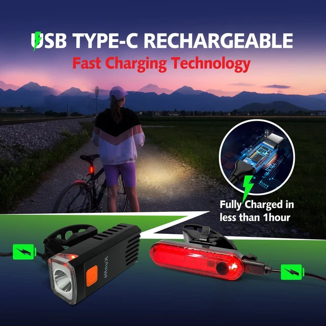 Alt view image 5 of 7 - 8 Pack USB-C Rechargeable Bike Lights Head Lights for Night Riding Men Women & Kids 3 Lights Modes as a Safety Indicator Light for Skateboards Strollers and Wheelchairs