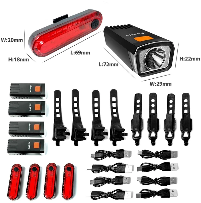 Alt view image 6 of 7 - 8 Pack USB-C Rechargeable Bike Lights Head Lights for Night Riding Men Women & Kids 3 Lights Modes as a Safety Indicator Light for Skateboards Strollers and Wheelchairs