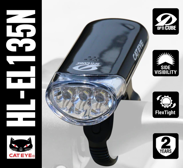 Alt view image 2 of 7 - HL-EL135N Bike Headlight | OptiCube Lens Technology, Easy Setup FlexTight Mount, Multiple Lighting Modes, Battery-Powered Operation