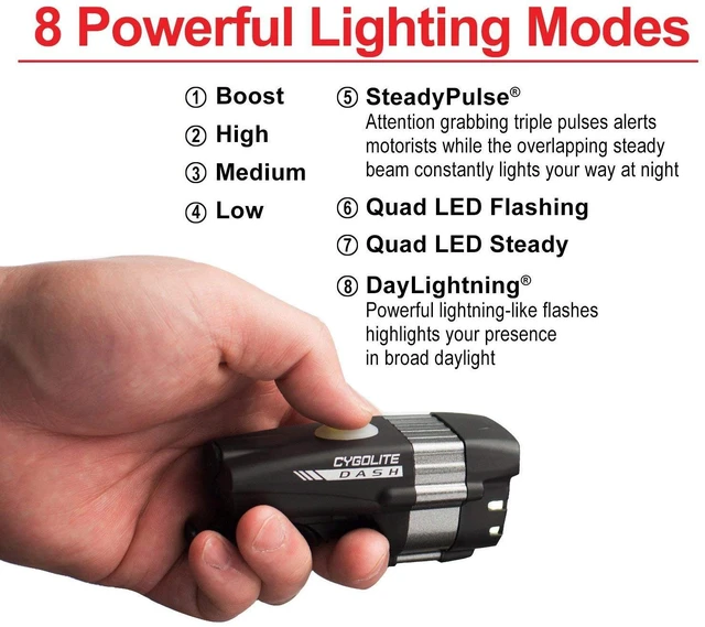 Alt view image 4 of 7 - Dash Pro 600 Lumen Headlight & Hotrod 50 Lumen Tail Light USB Rechargeable Bicycle Light Combo Set