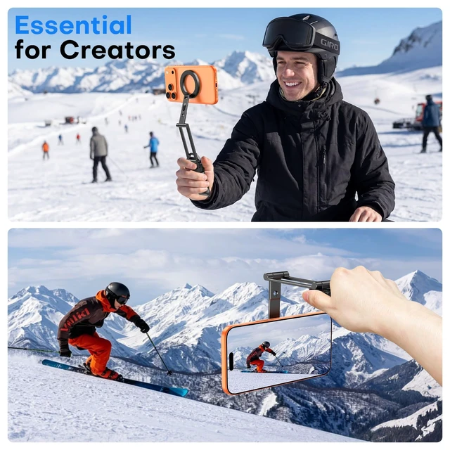 Alt view image 2 of 7 - Magnetic Phone Tripod for iPhone 18Duo, with Arca-Swiss & 1/4" Screw | Multi-adjustment, Cell Phone Stand for MagSafe, Fold Hook, Fits Vlog, Creators, Live streaming, Women Men Gift, Selfie