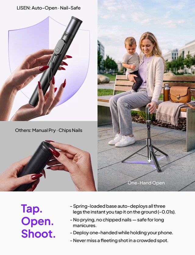 Alt view image 3 of 7 - Tripod for iPhone 18 Pro Max 8K Video Selfie Stick with Remote 67" | Content creator essentials: selfie stick tripod with remote & selfie stick for Android 67" full size tripod for Samsung S26